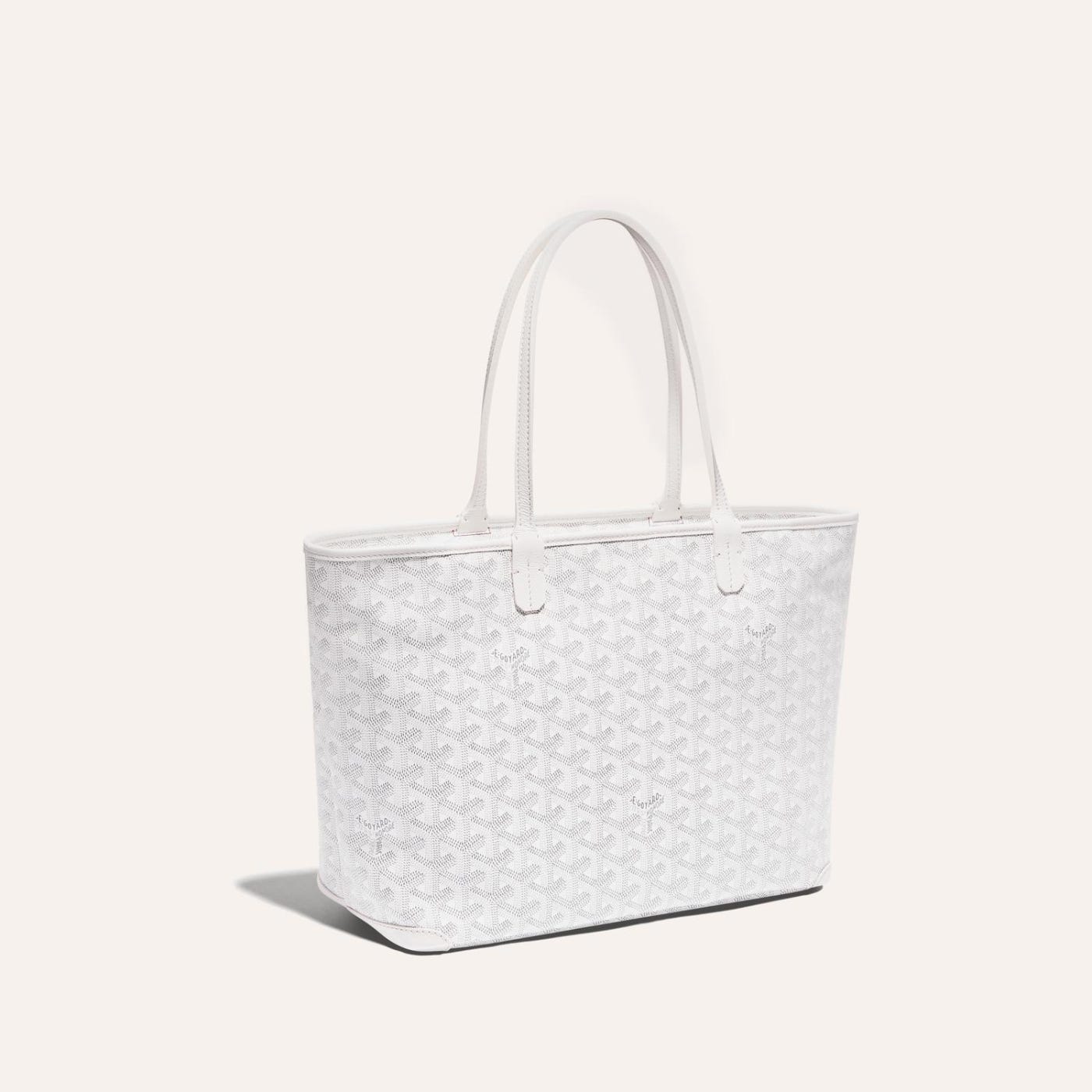Goyard Goyardine Artois Tote PM White Canvas & Chevroches Calfskin Palladium Hardware - Image 2